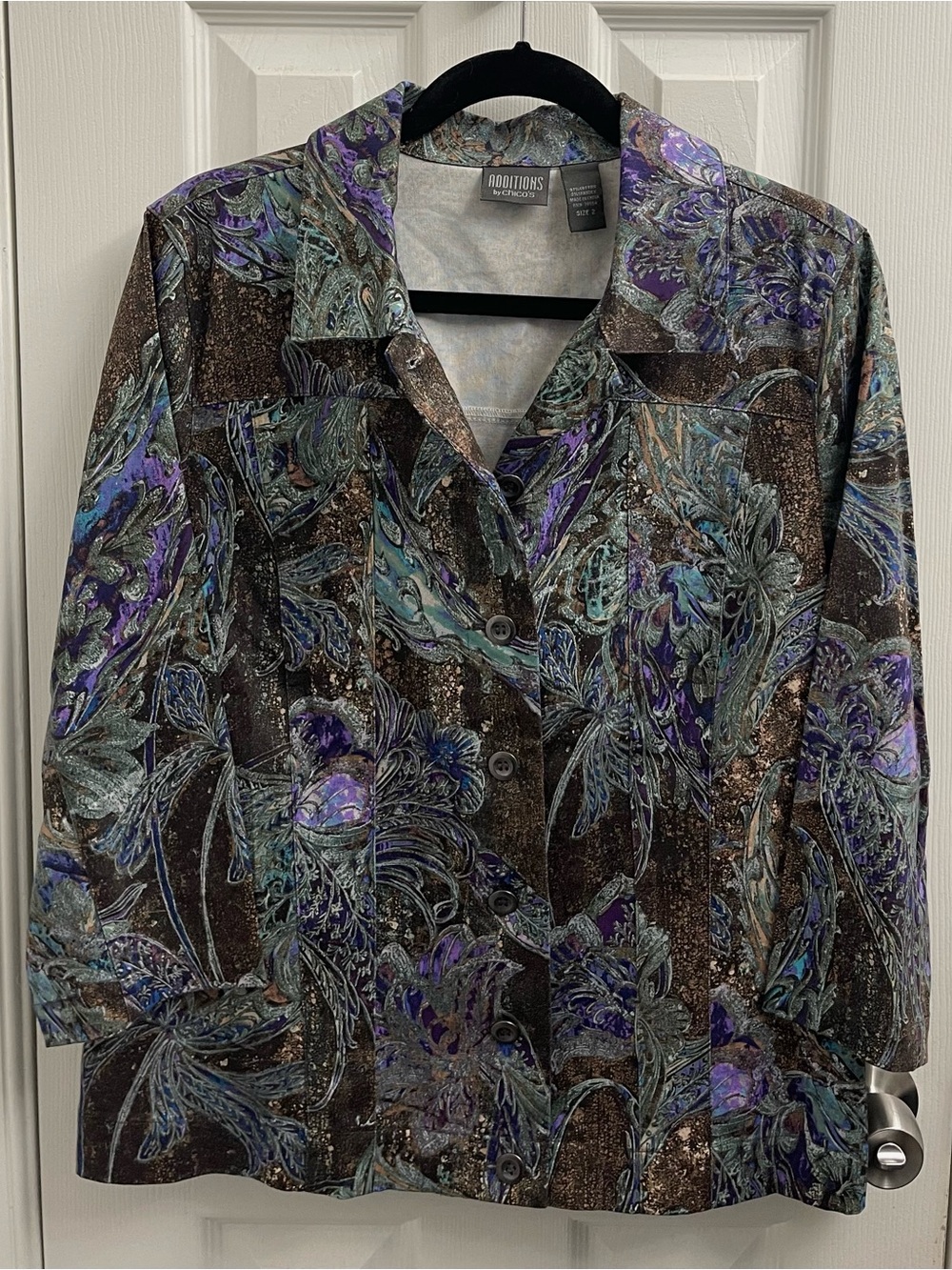 Chico's Additions Multicolor Floral Button-Front Jacket